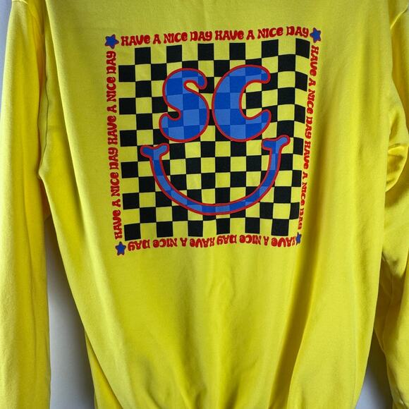 SoulCycle Derek Sweatshirt Crew Neck Size M Yellow Oversize Fit Graphic‎ Casual - Picture 4 of 5